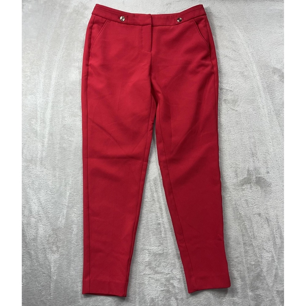 White House Black Market Pants Womens 0 Red Taper Ankle Slim Twill Dress